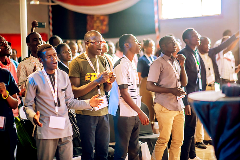Group of conference attendees during the dynamic worship.